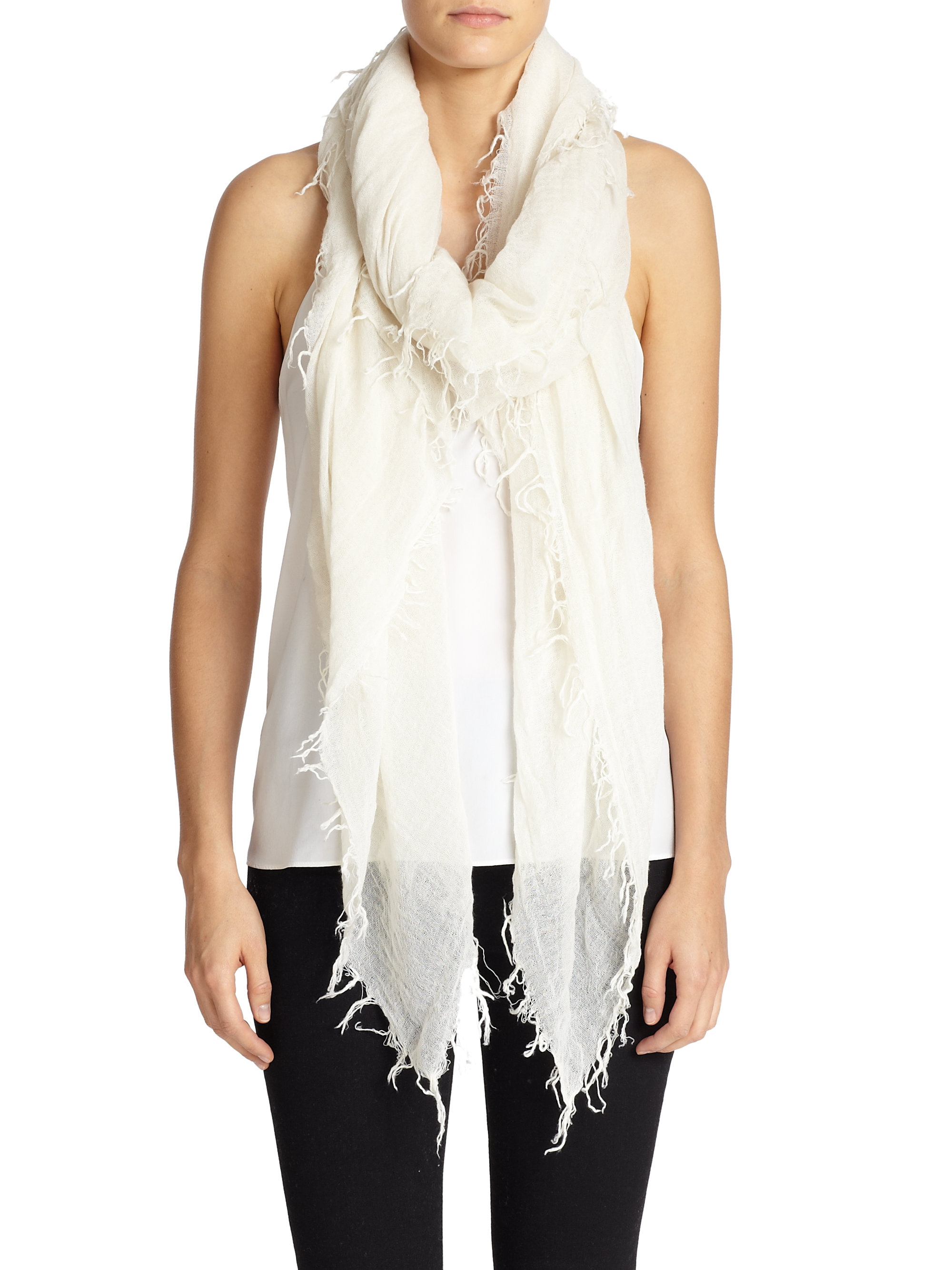 Chan luu Cashmere & Silk Scarf in White | Lyst