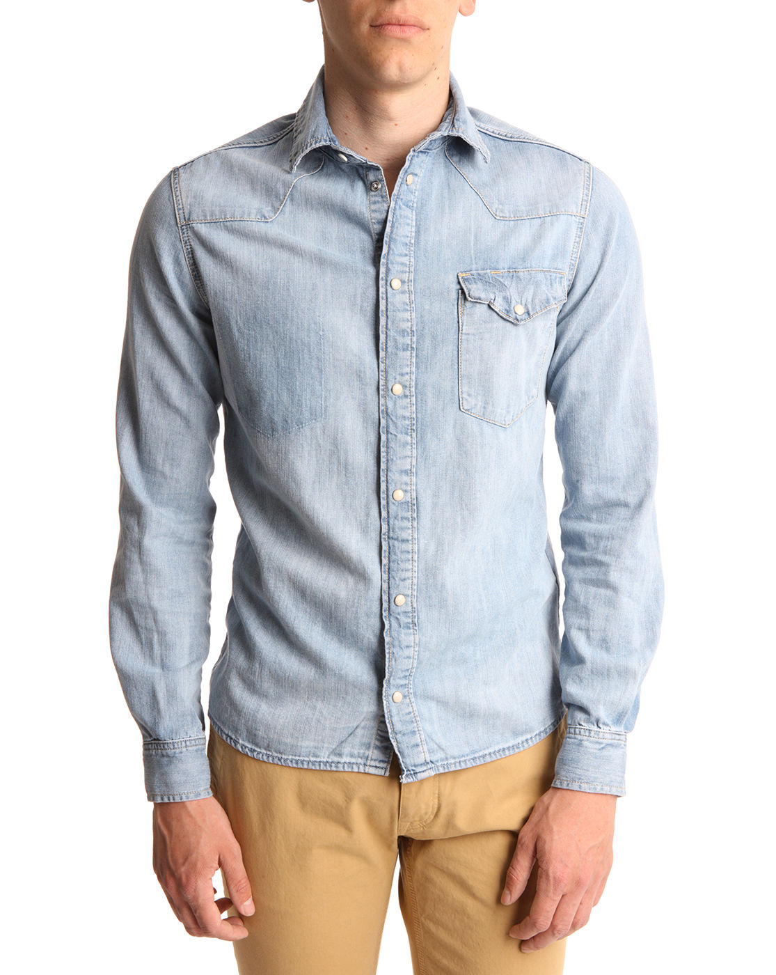 Gant Rugger Ripped Front Pocket Light Denim Shirt in Blue for Men ...