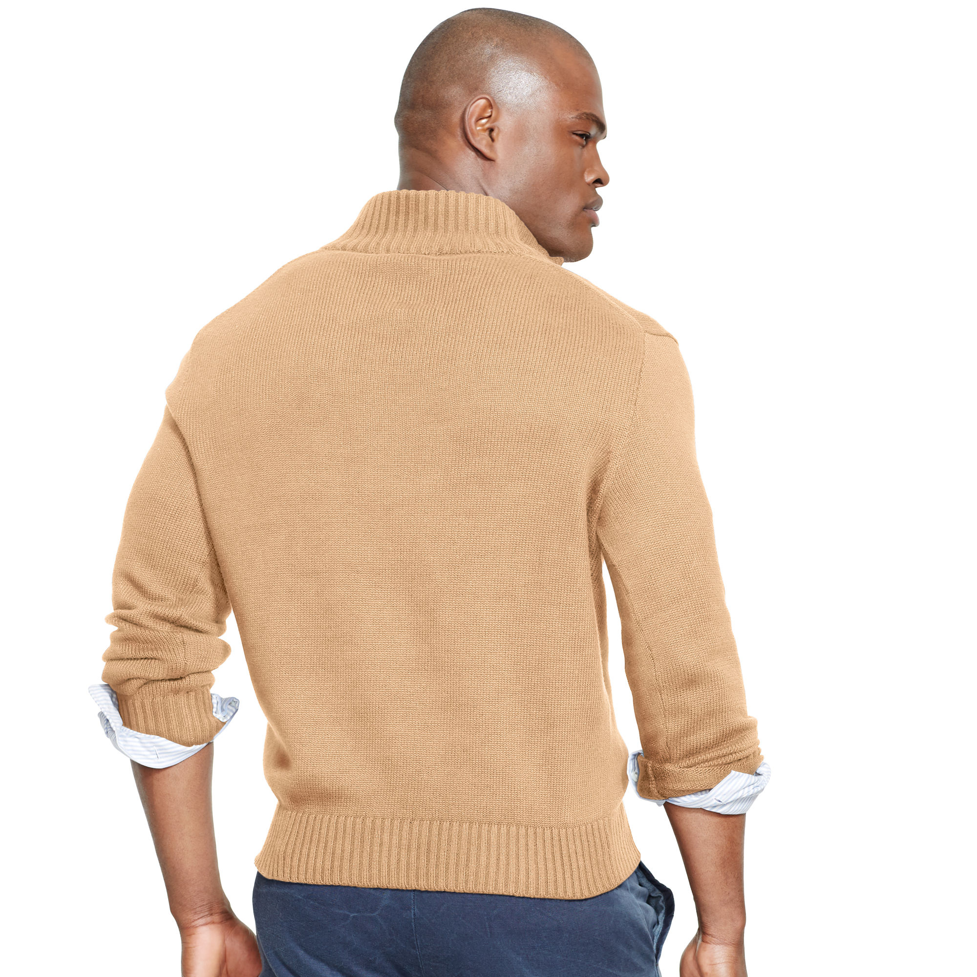 Polo ralph lauren Half-zip Cotton Sweater in Brown for Men | Lyst