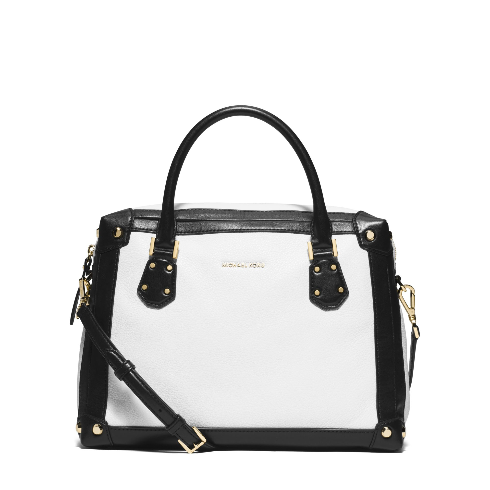 Lyst Michael Kors Taryn Large Leather Satchel In Black Be Inspired