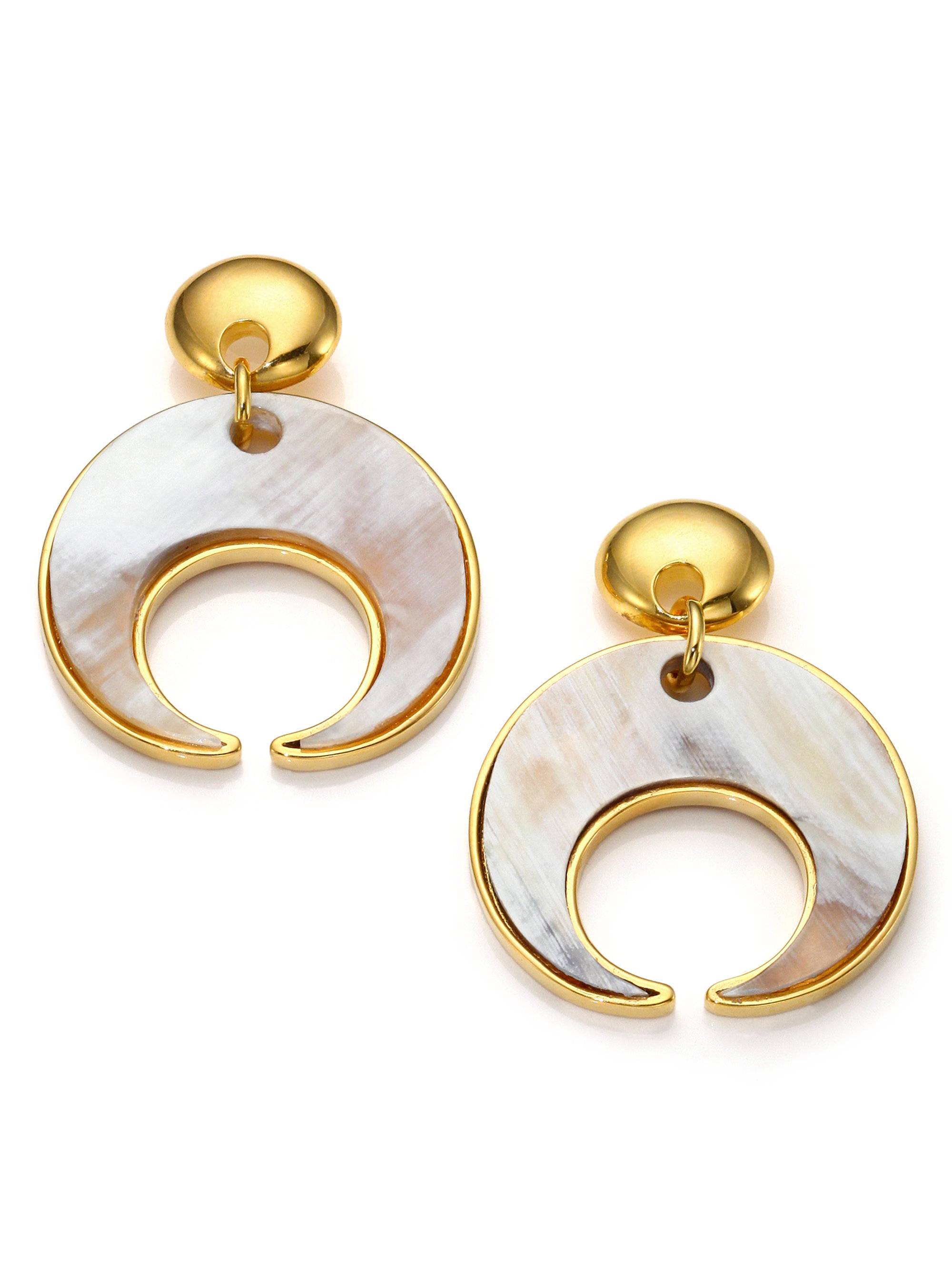 Lyst Nest Horn Crescent Drop Earrings in White
