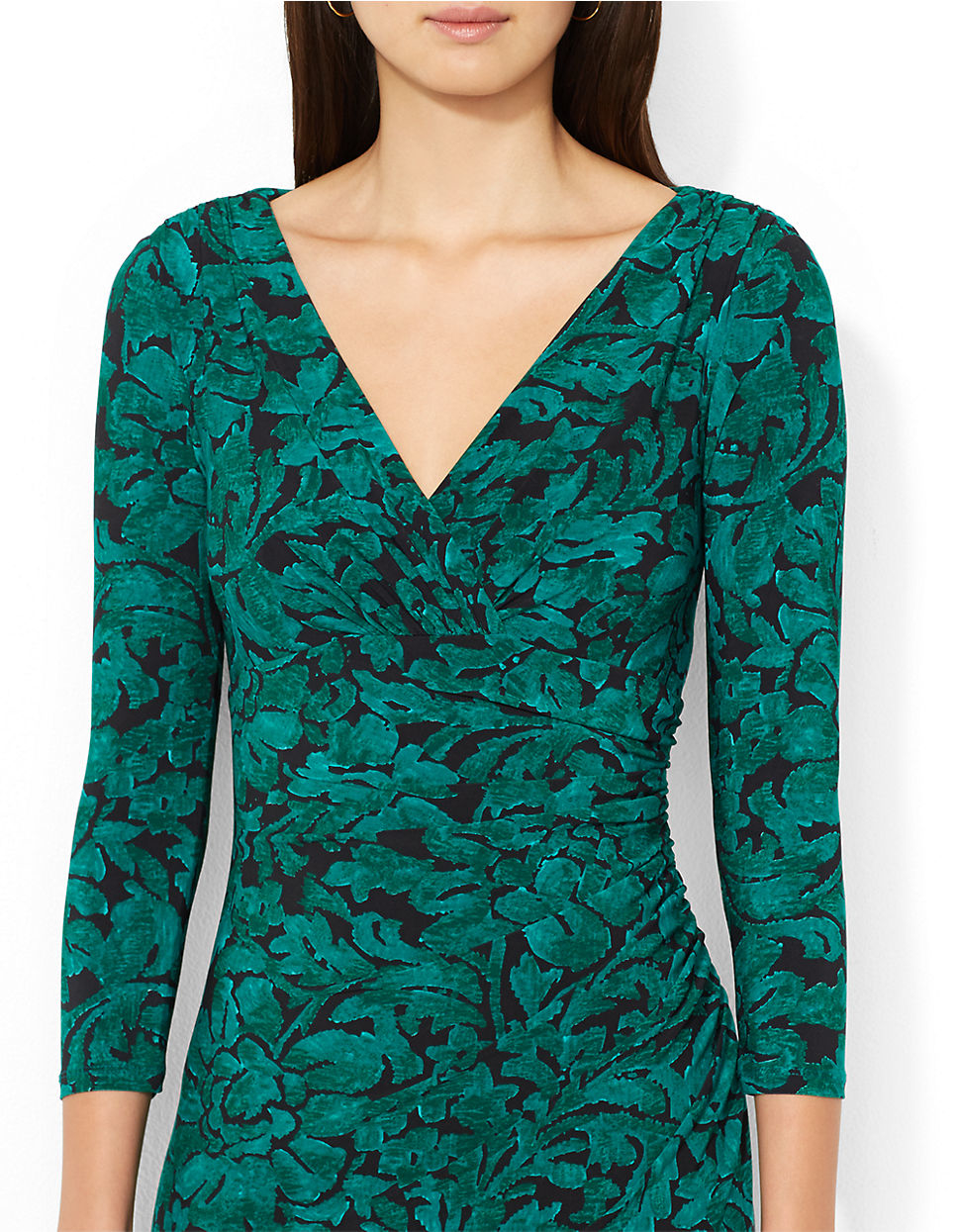 Lauren by ralph lauren Printed Jersey Fauxwrap Dress in Green Lyst