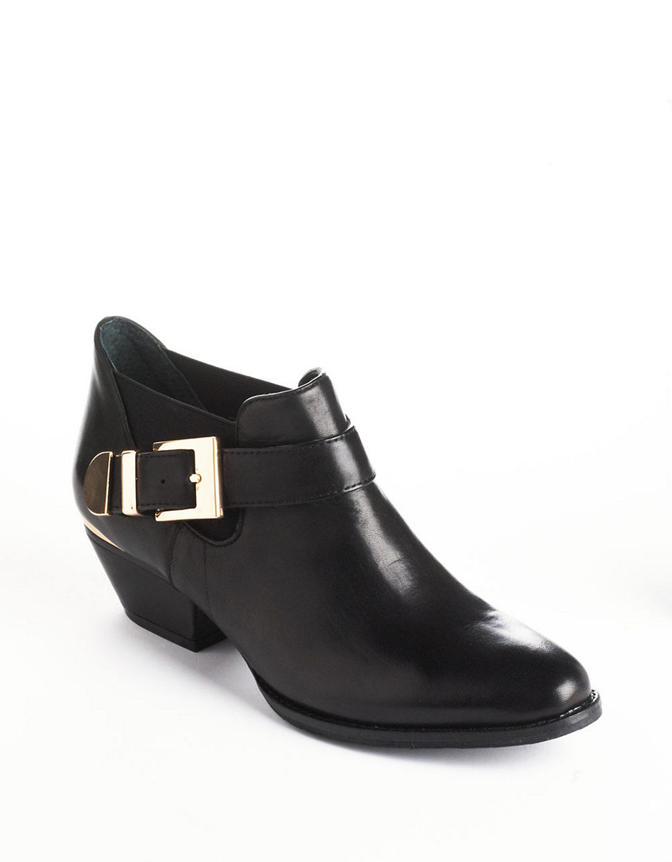 Bcbgeneration Wallis Leather Buckle Ankle Boots in Black | Lyst