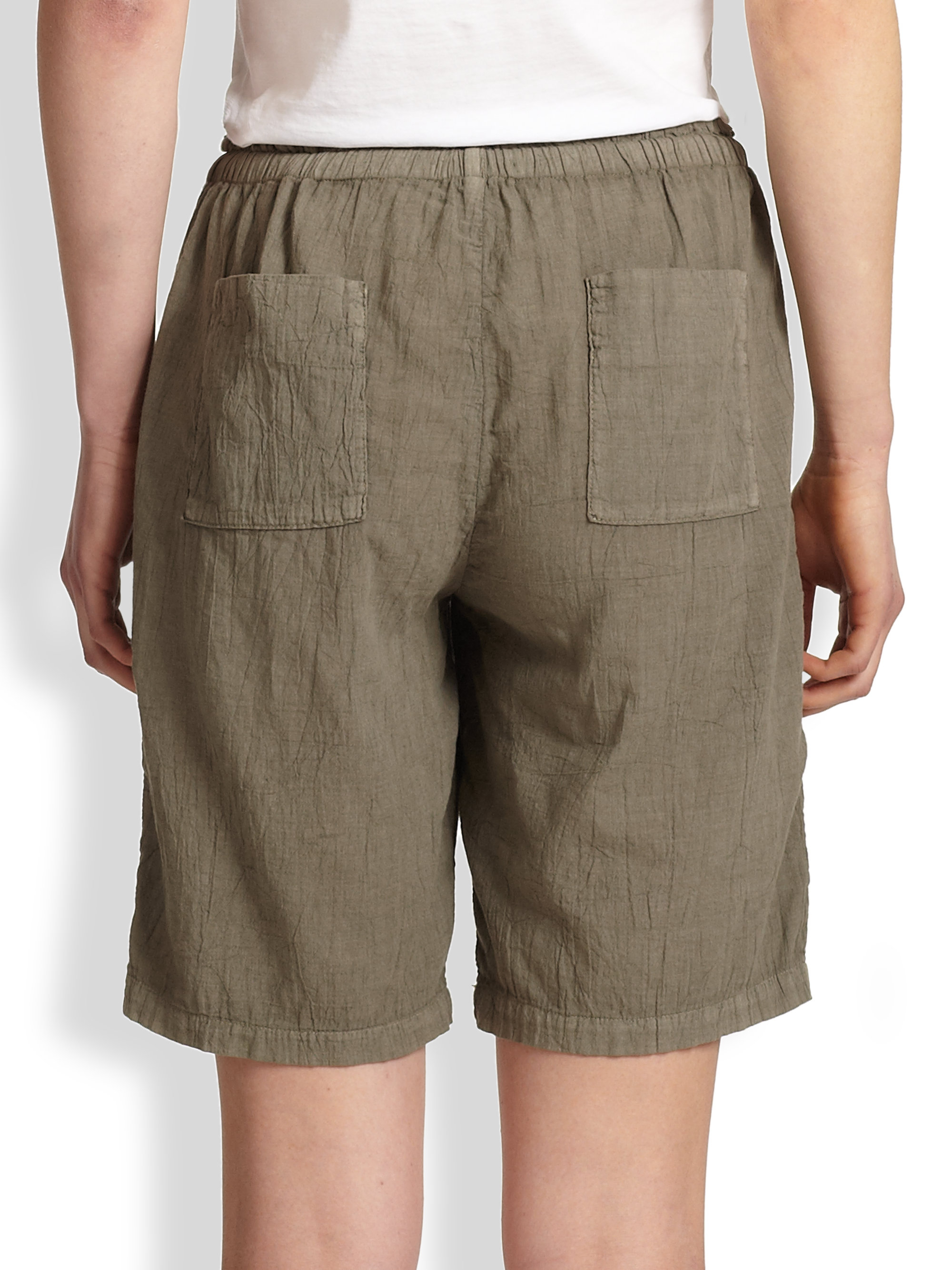 Lyst - James perse Drawstring Cotton Bermuda Shorts in Green