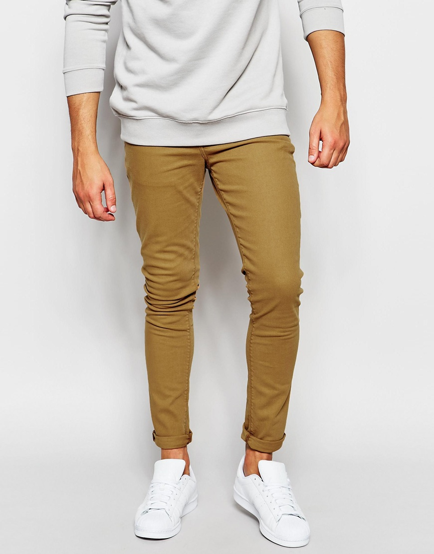 Lyst Asos Super Skinny Jeans In Dark Tan In Brown For Men