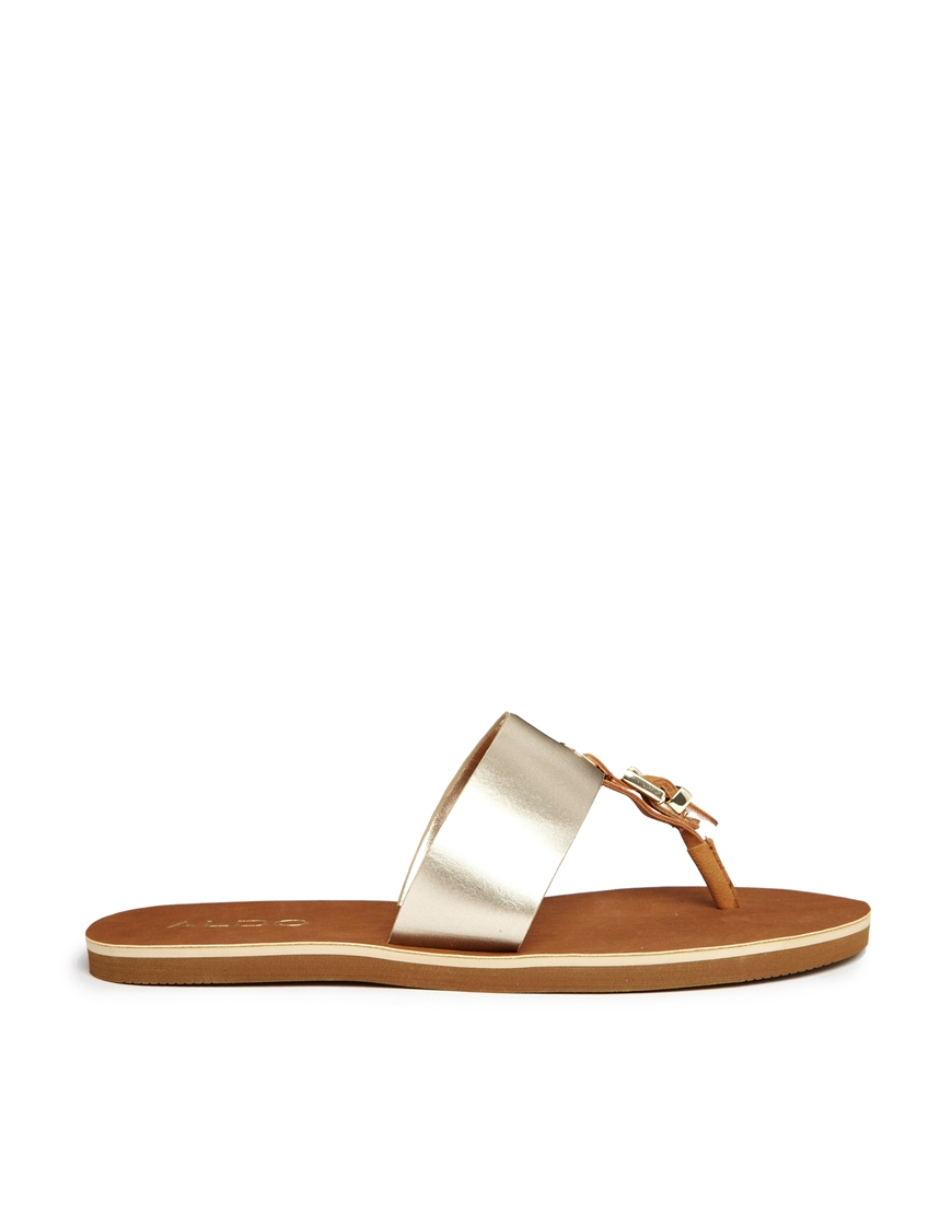 Aldo Thong Flat Sandals in Metallic | Lyst