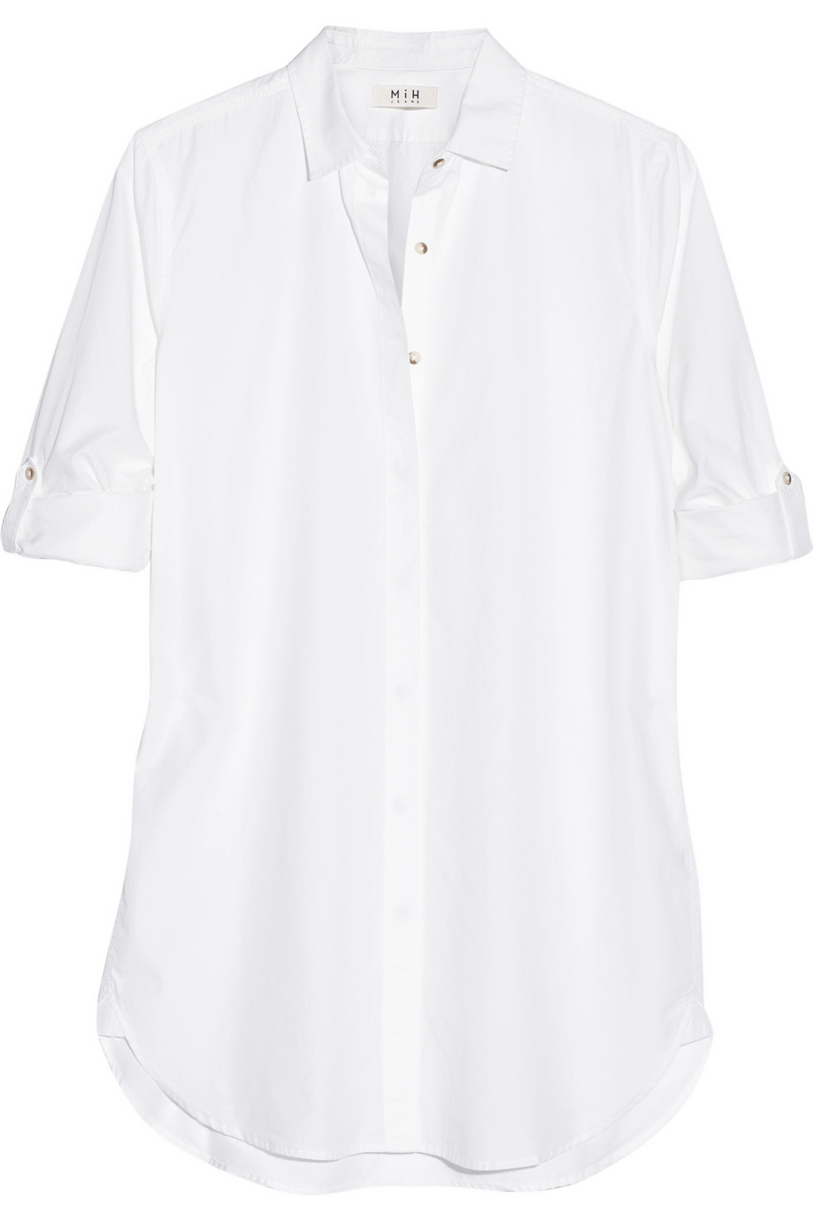 white oversized denim shirt