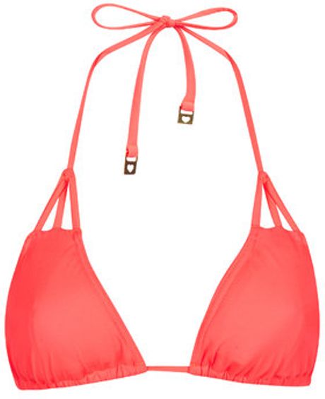 Topshop Strappy Triangle Bikini Top in Orange | Lyst