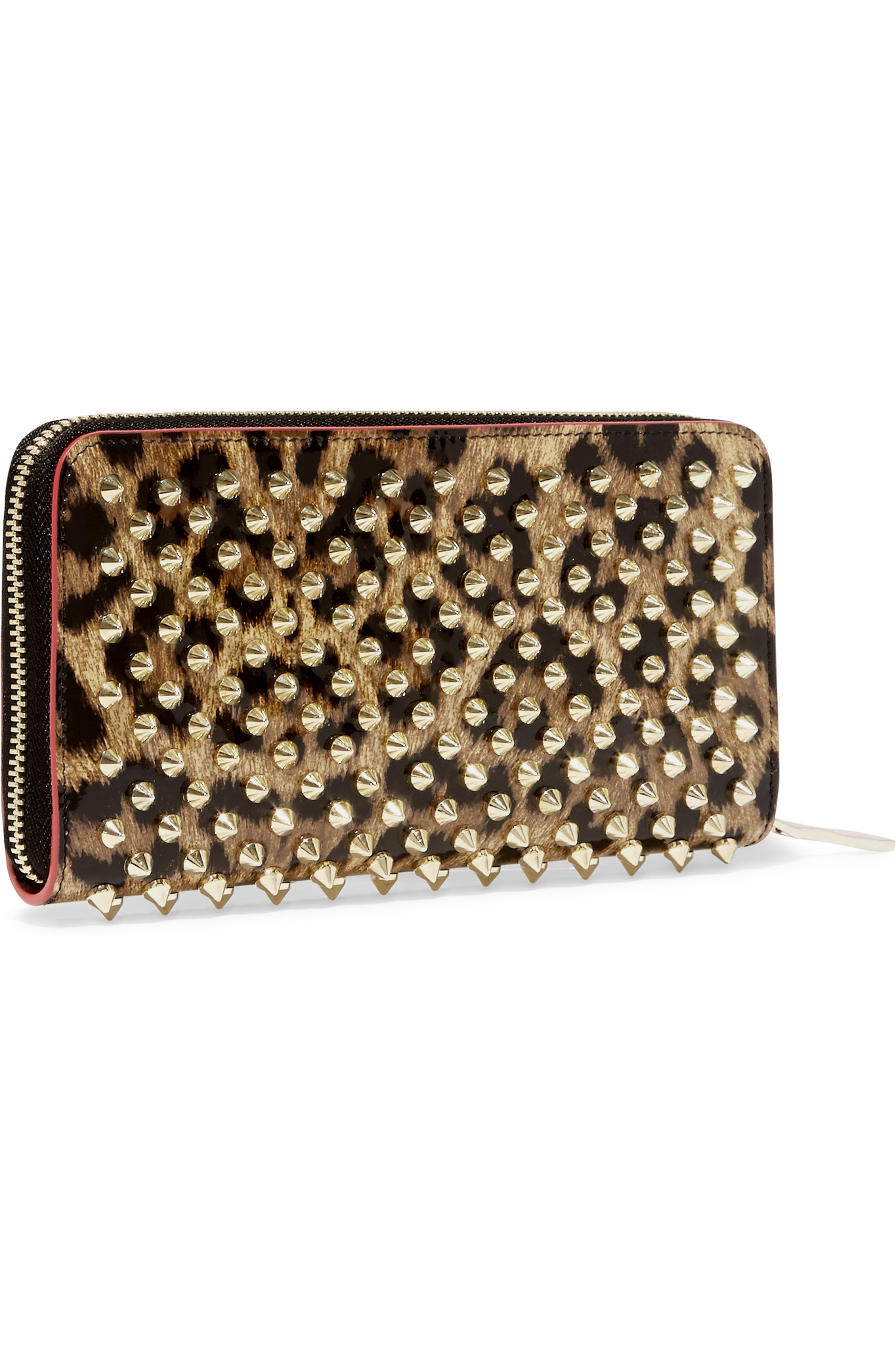 Christian louboutin Panettone Spiked Leopard-print Zip Wallet | Lyst