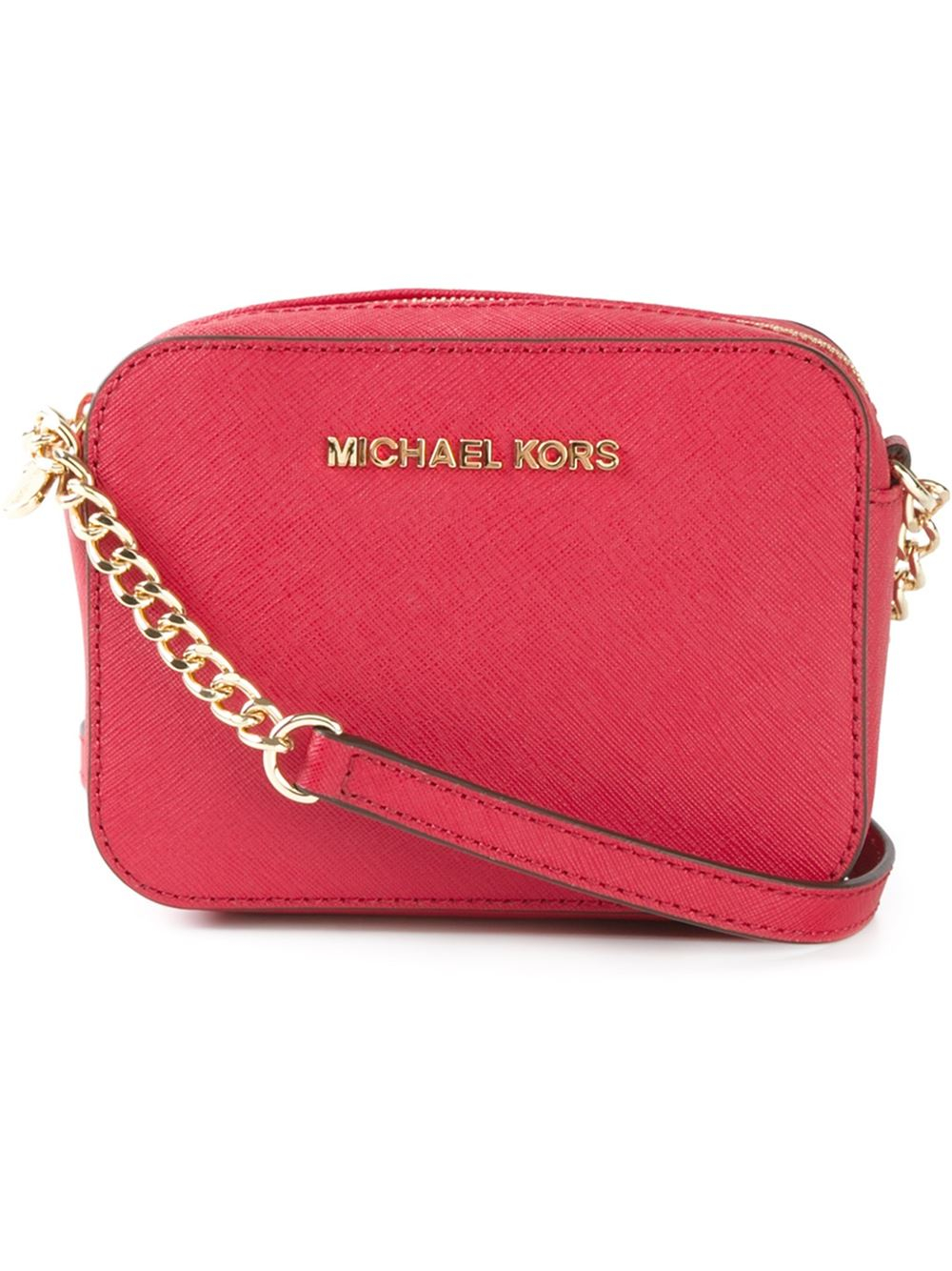 Michael michael kors 'Jet Set Travel' Crossbody Bag in Red | Lyst