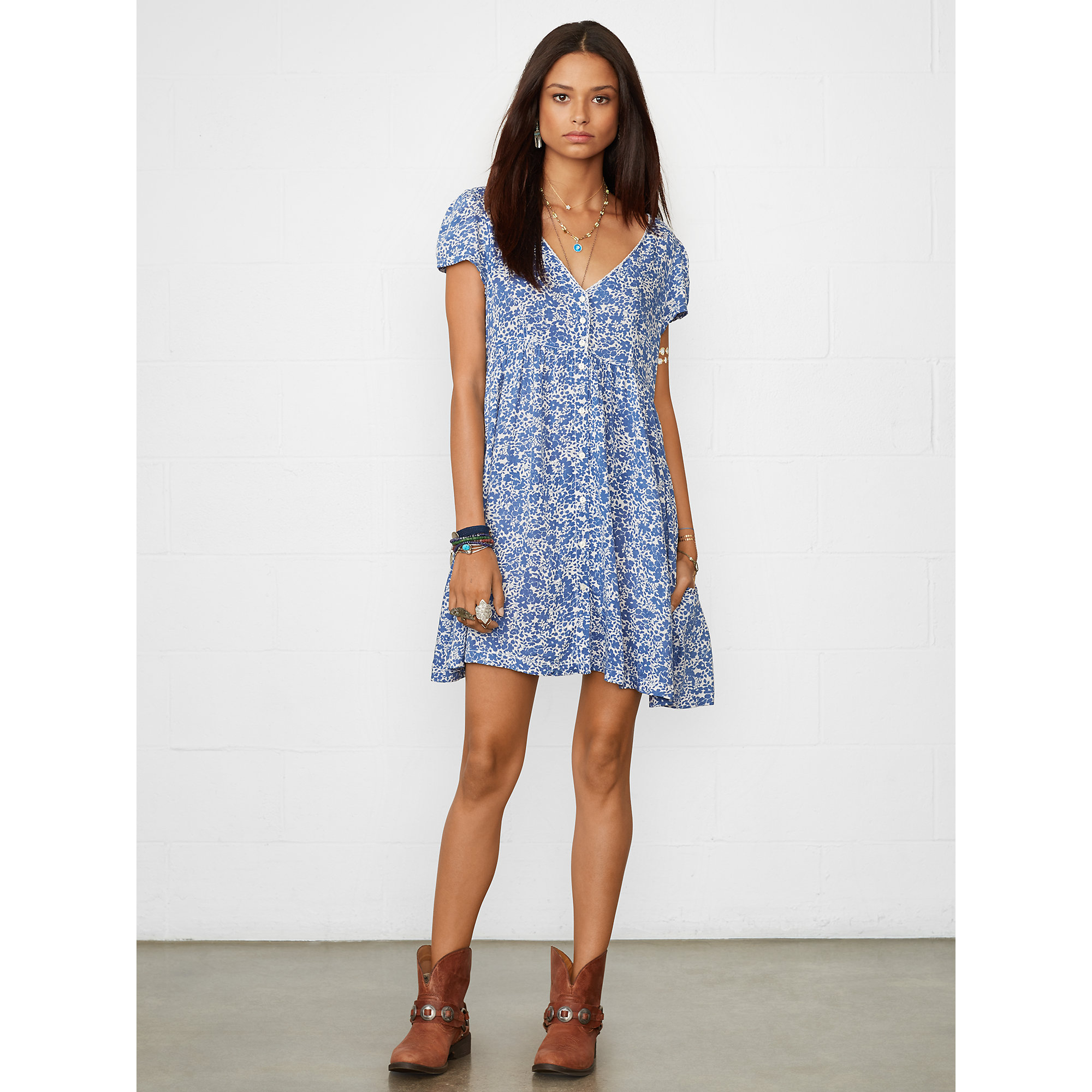 Denim & supply ralph lauren Floral Button-Front Dress in Blue | Lyst