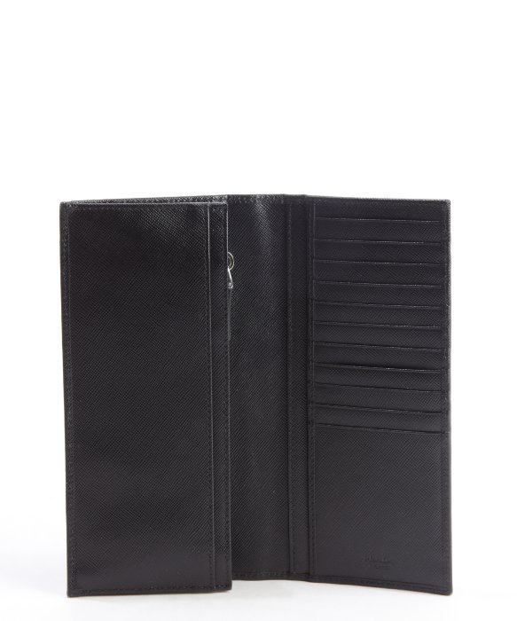 Prada Black Saffiano Leather Long Bi-Fold Wallet in Black for Men ...  