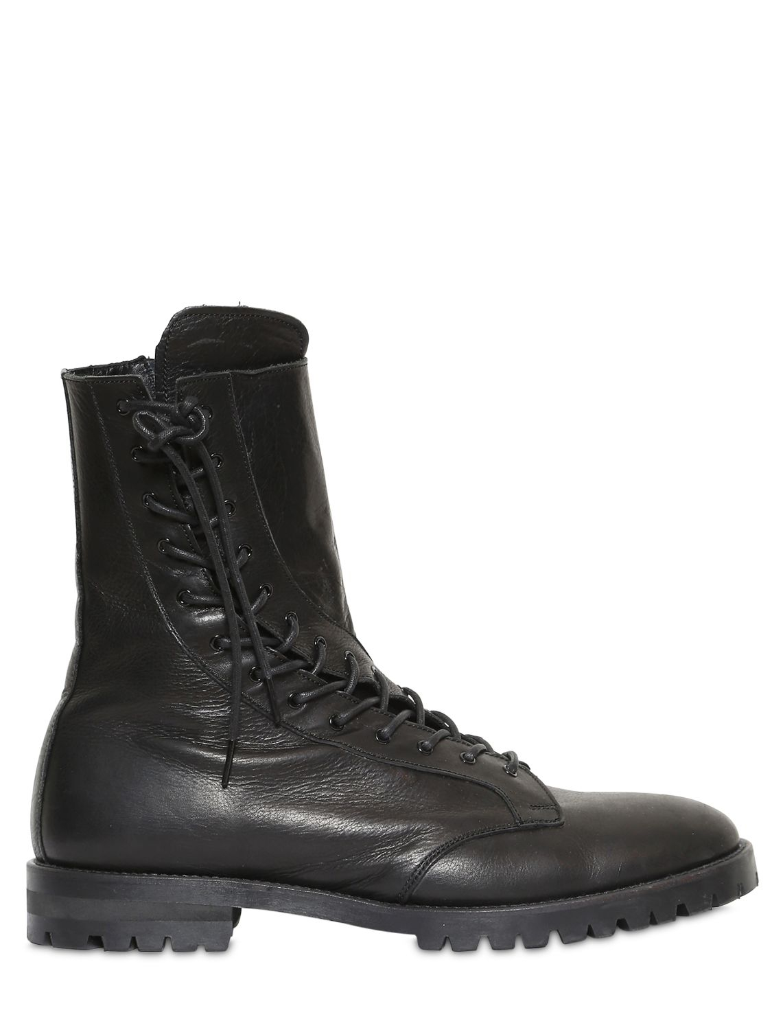 Lyst - Yohji Yamamoto Twisted Lace-up Leather Cropped Boots in Black