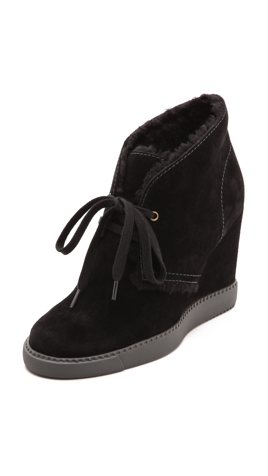 sherpa wedge booties