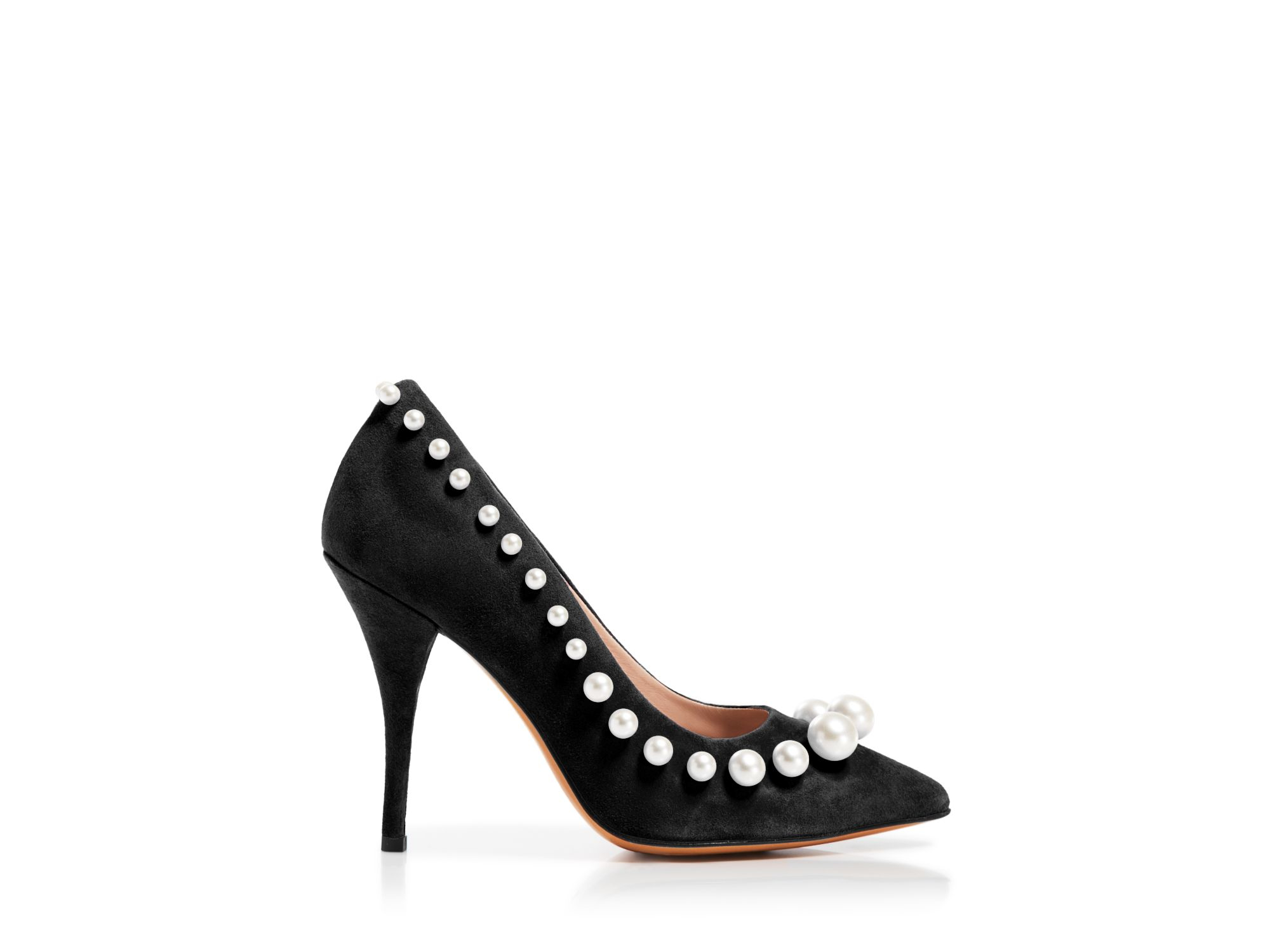 black heels with pearls on them