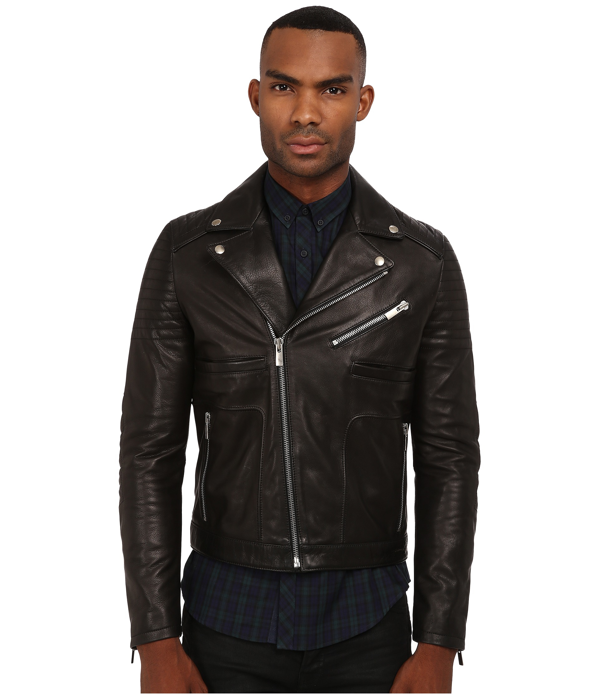 The kooples Sport Thick Cow Leather Motorcycle Jacket in Black for Men ...