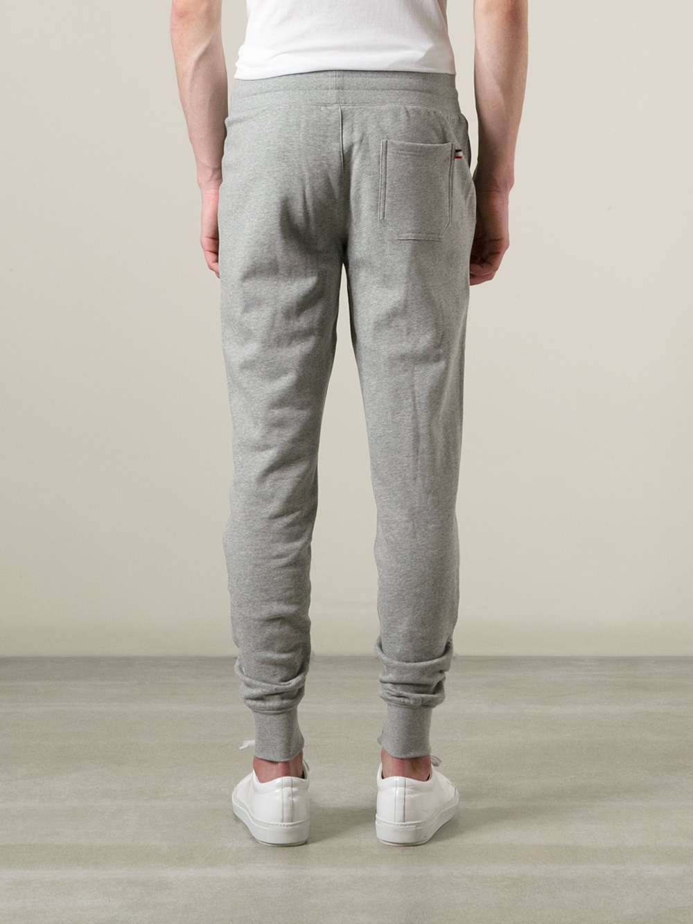 gray track pants outfit