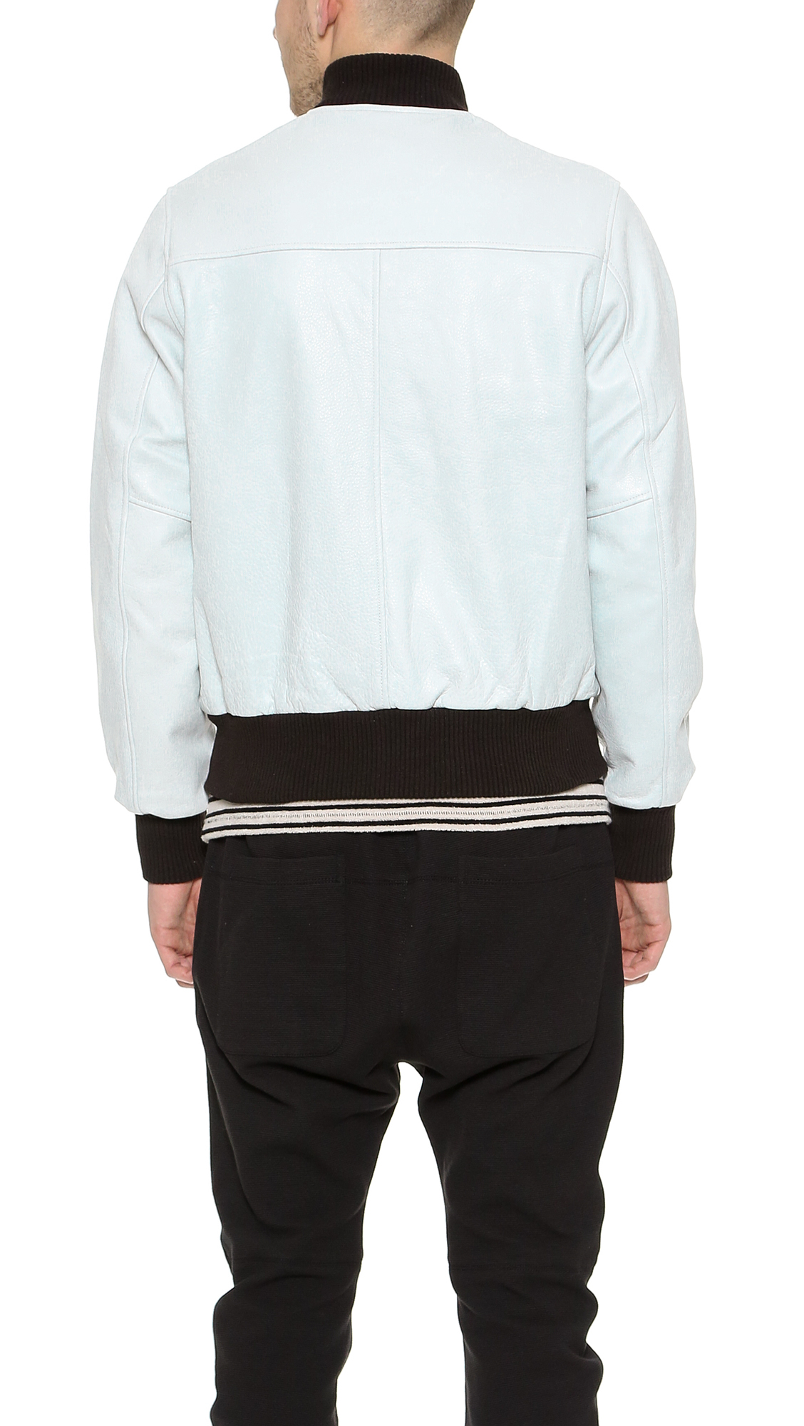 Golden Bear Leather Baseball Jacket In White For Men Lyst Gallery