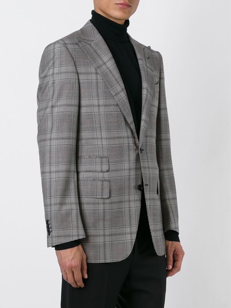 Canali Prince Of Wales Check Blazer in Gray for Men - Lyst