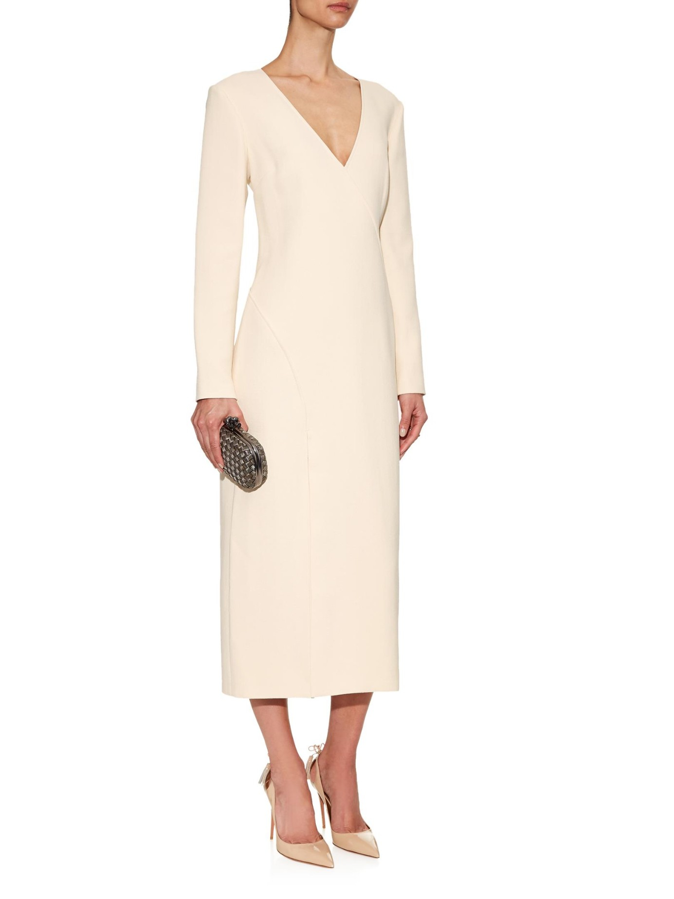 Wes Gordon Ellipse Long Sleeved Crepe Dress In White Lyst Gallery