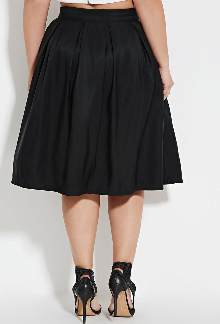 Forever 21 Plus Size Pleated A-line Skirt in Black | Lyst
