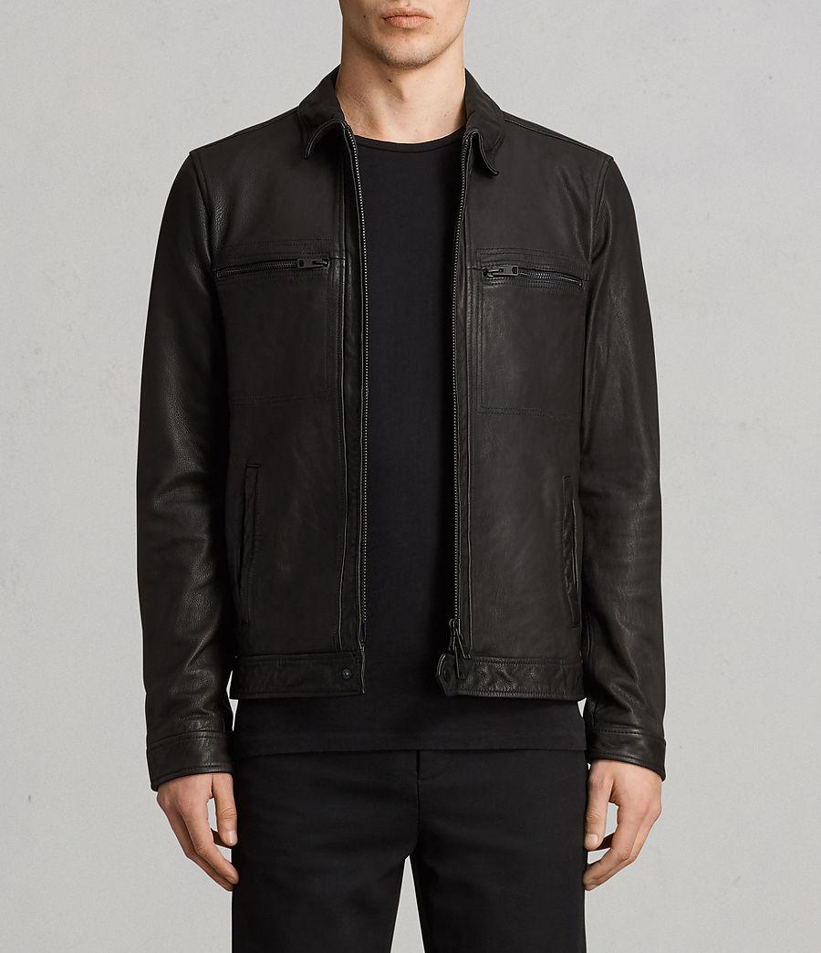 Allsaints Lark Leather Jacket in Black for Men - Lyst