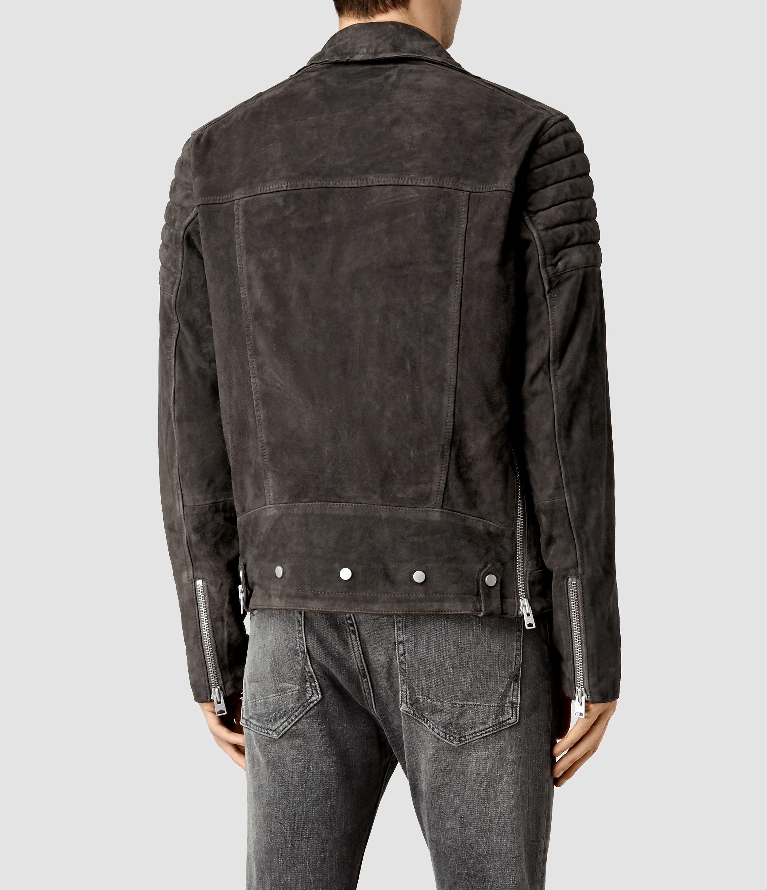 Lyst - Allsaints Circuit Suede Biker Jacket in Gray for Men