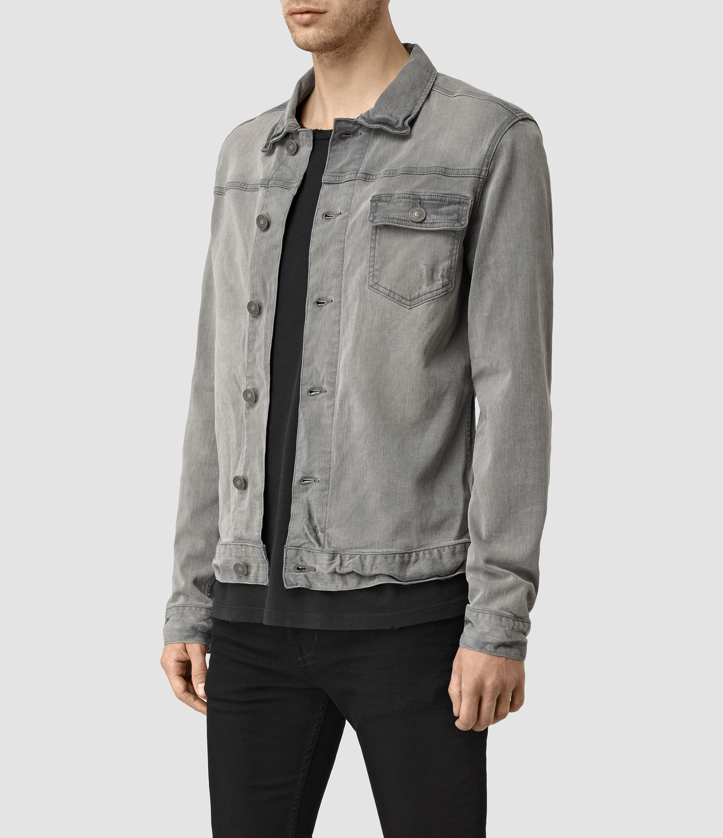 AllSaints Slab Denim Jacket in Grey (Gray) for Men Lyst