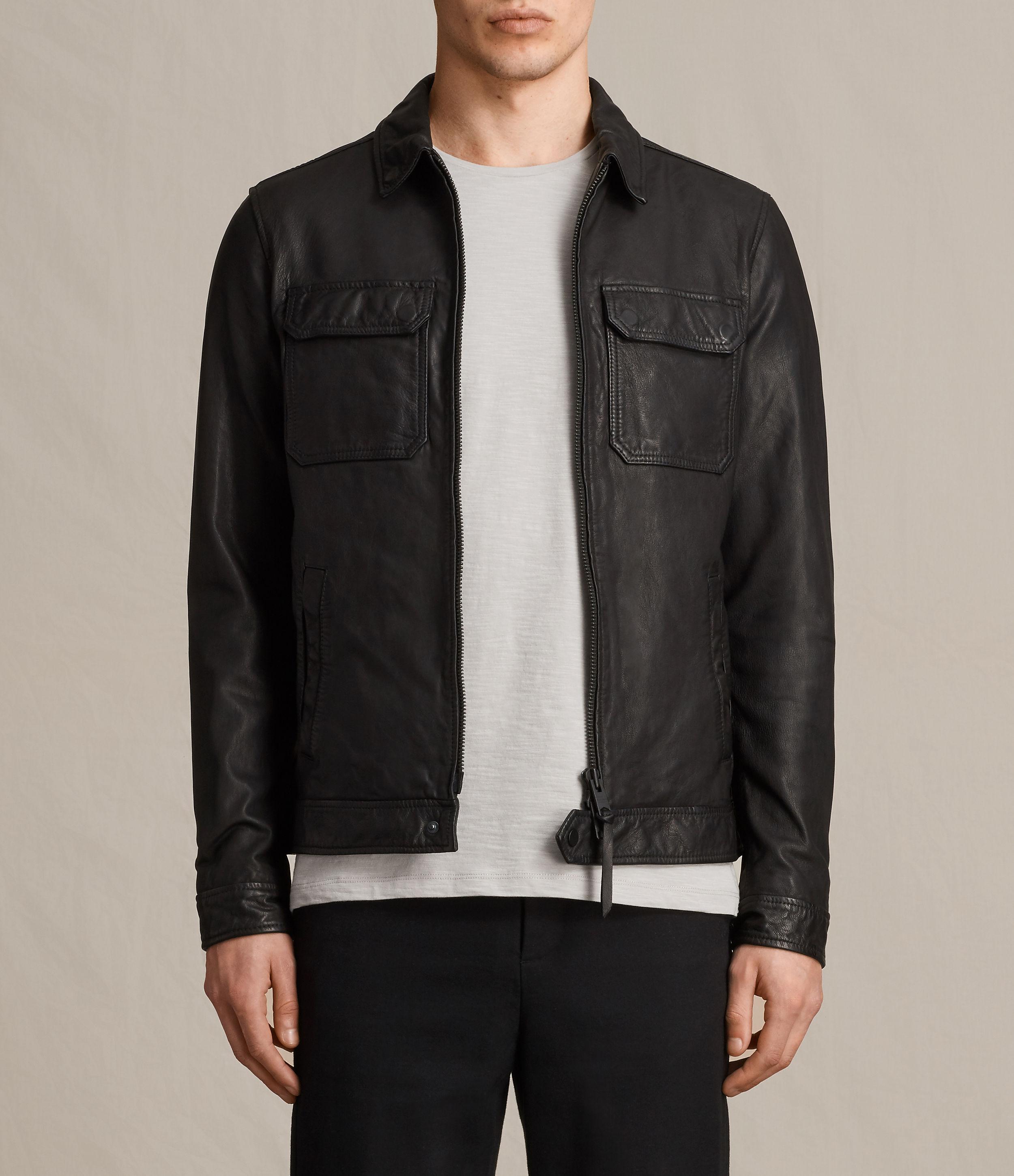 Lyst Allsaints Stretner Leather Jacket In Black For Men Gallery