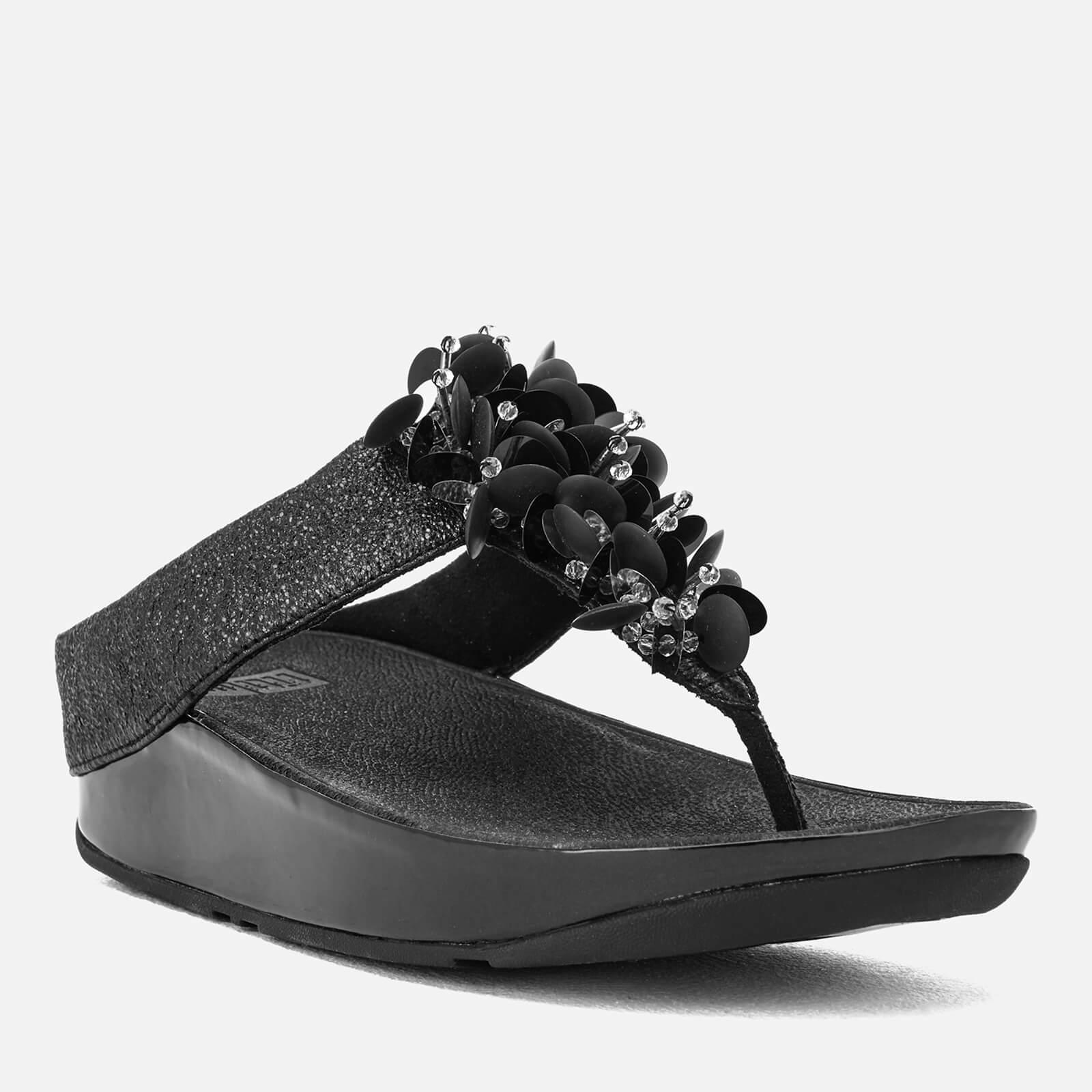 black sparkly toe post sandals