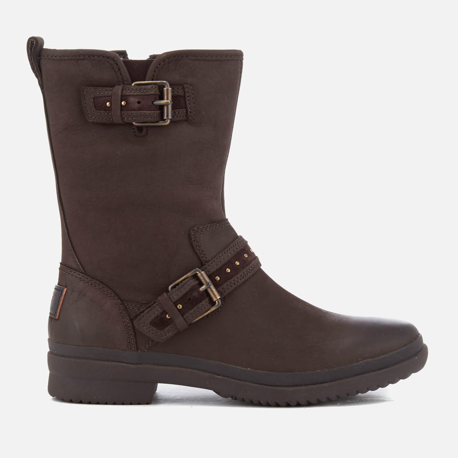 Ugg Women's Jenise Waterproof Leather Biker Boots in Brown - Lyst