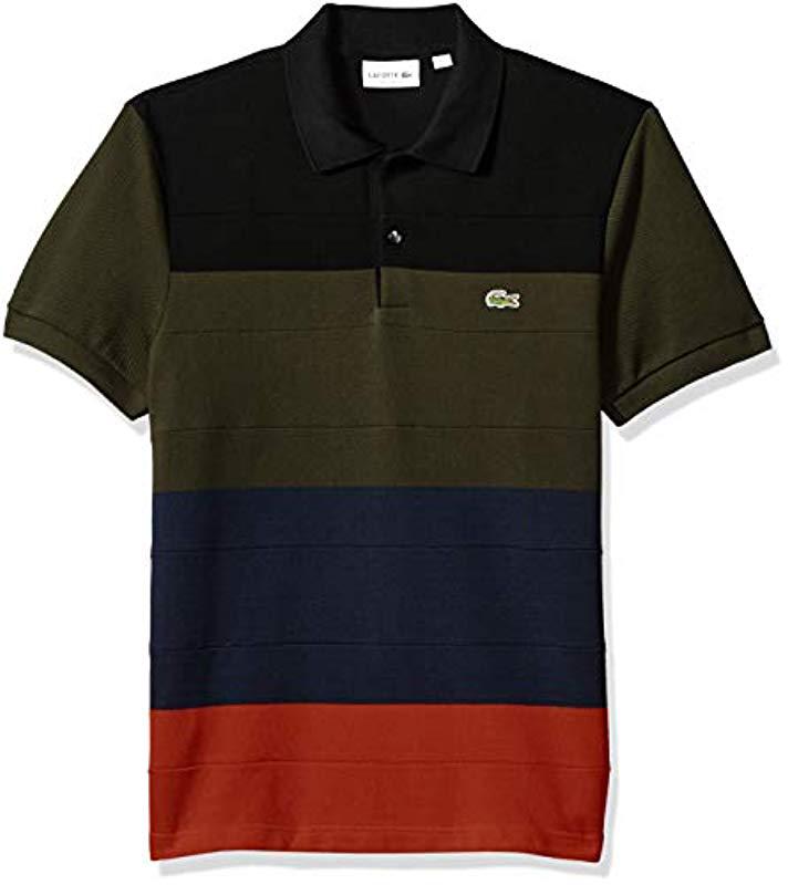 Lacoste Short Sleeve Reg Fit Heavy Pique Colorblock Polo in Black for ...