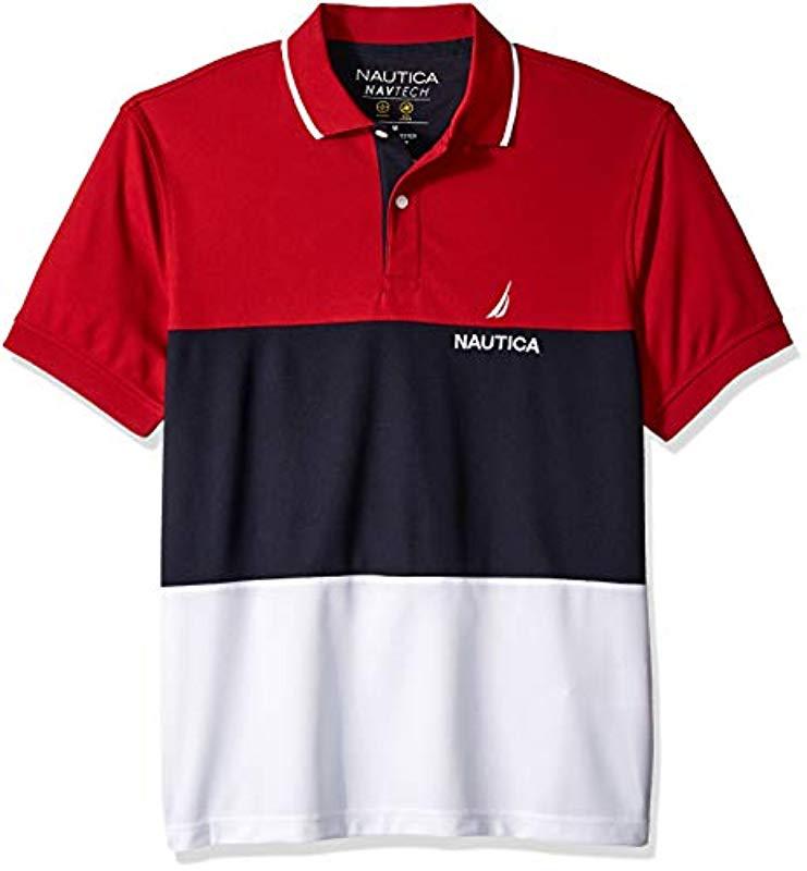 Nautica Short Sleeve Performance Knit Polo Stripe Series Shirt in Red ...