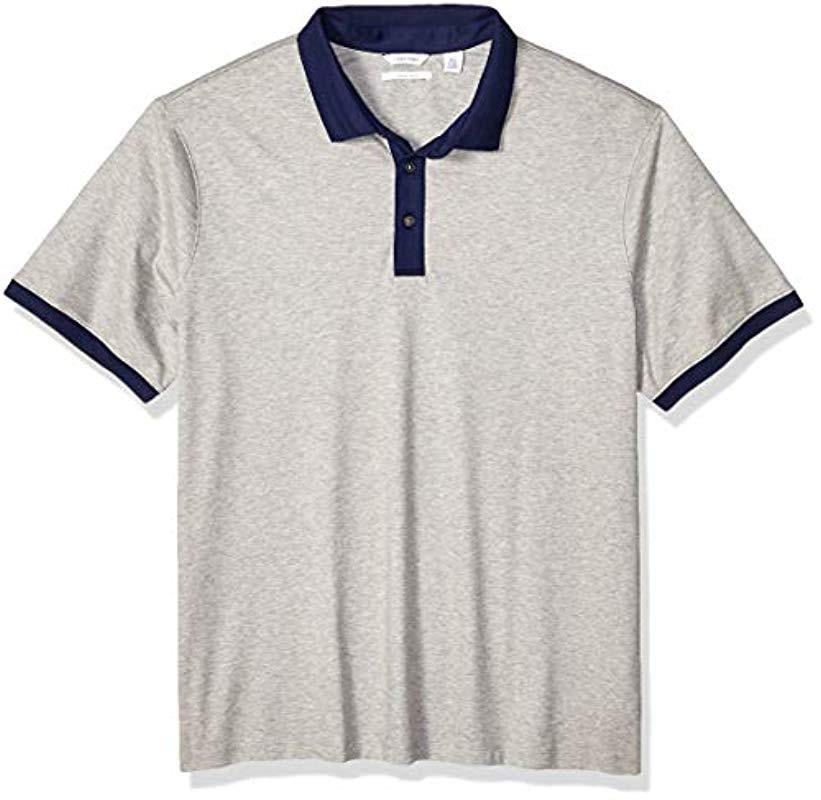 Download Calvin Klein Short Sleeve Jacquard Polo Shirt in Gray for ...