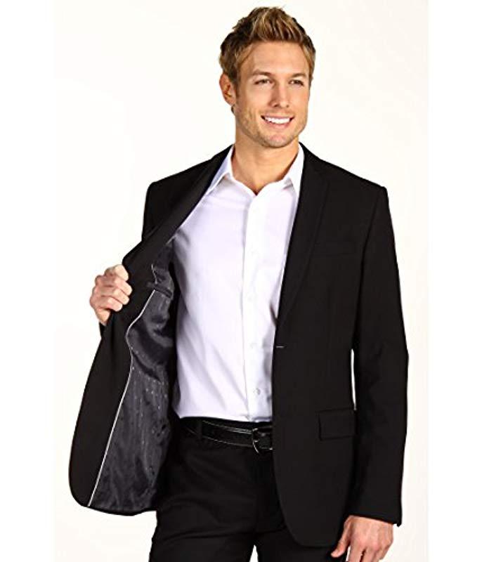 Perry Ellis Slim Fit Solid Jacket in Black for Men - Lyst