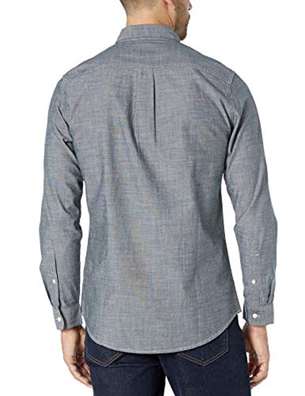 Amazon Essentials Regular-fit Long-sleeve Chambray Shirt in Gray for ...