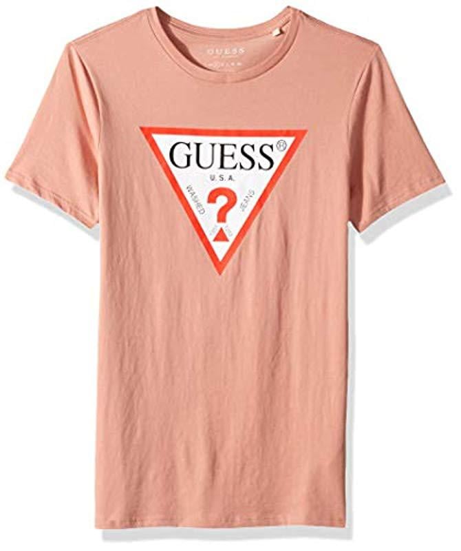 Lyst Guess Short Sleeve Triangle Logo T Shirt In Pink For Men Guess Pink Short Sleeve Triangle Logo T Shirt For Men Lyst View Fullscreen
