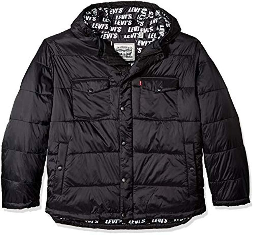 Lyst Levi s  Tall Quilted Hoody Puffer Jacket  Repeat Logo  