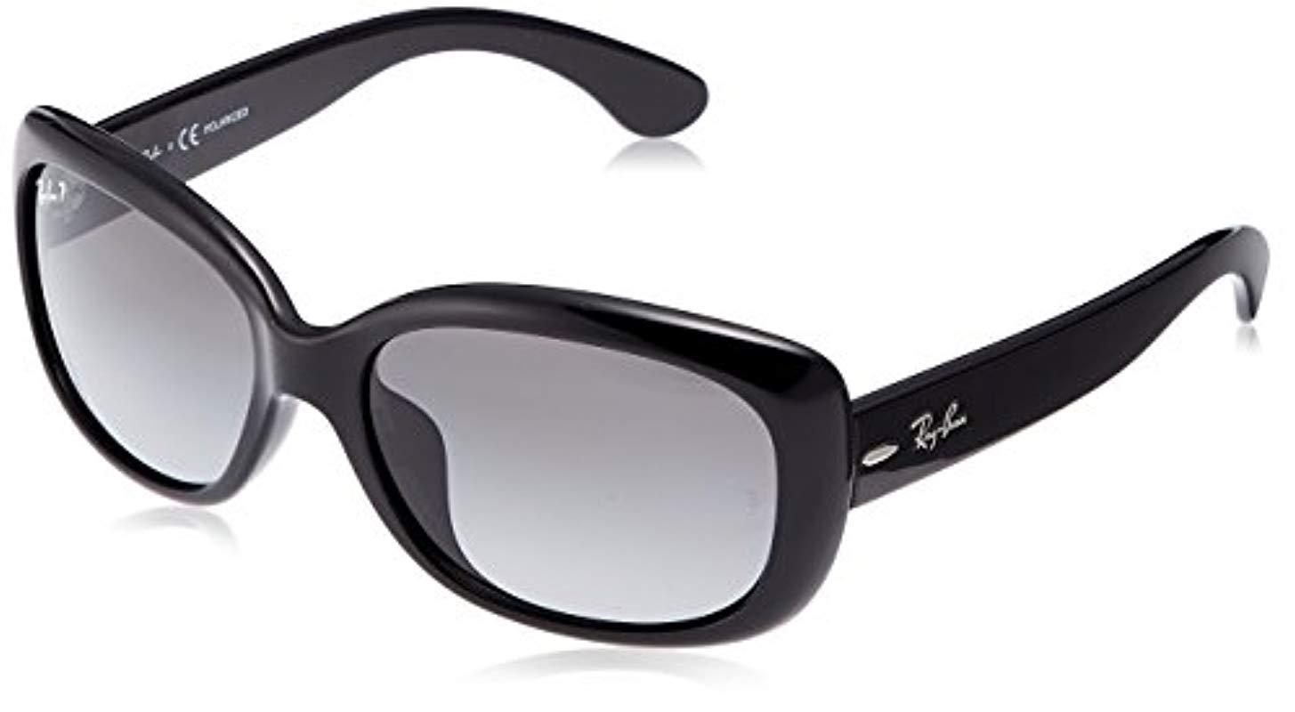 Ray Ban Jackie Ohh F Polarized Rectangular Sunglasses Shiny Black 580 Mm In Black Lyst 