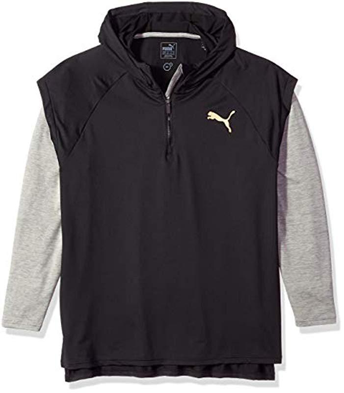 puma men's embossed fleece hooded sweatshirt