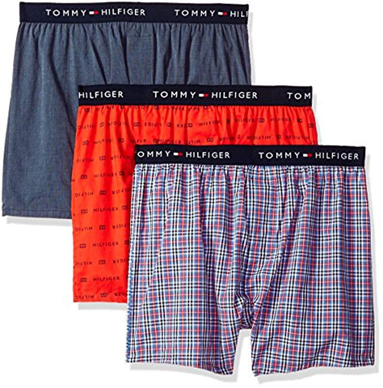 Lyst - Tommy Hilfiger Cotton Classics 3 Pack Slim Fit Woven Boxer In ...