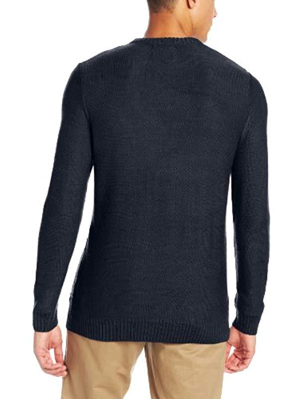 Geoffrey Beene Basket Weave Crew-neck Solid Sweater in Blue for Men - Lyst