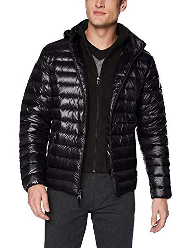 Calvin Klein Packable Down Hoody Jacket in Black for Men - Lyst