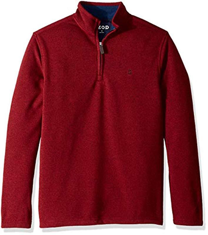 Lyst - Izod Long Sleeve 1/4 Zip Sweater Fleece Soft Pullover in Red for Men