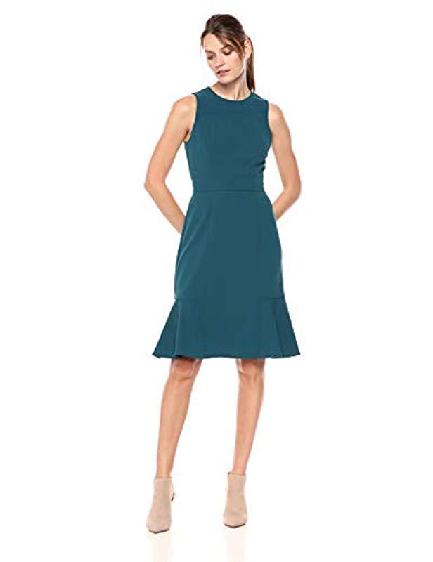 Eliza J Sleeveless Dress With Flounce Hem in Blue - Lyst