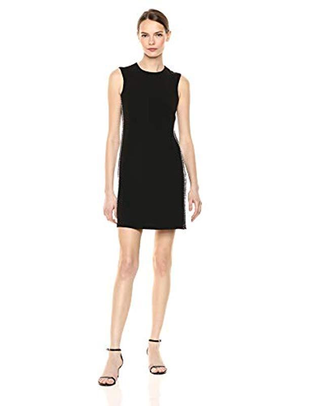 Lyst - Calvin Klein Sleeveless Dress With Embellished Side Seams in Black