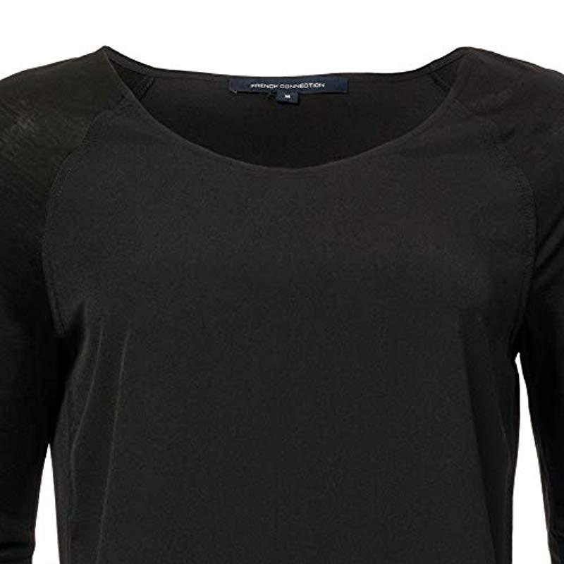 French Connection Polly Plains Long-sleeve Top in Black - Lyst