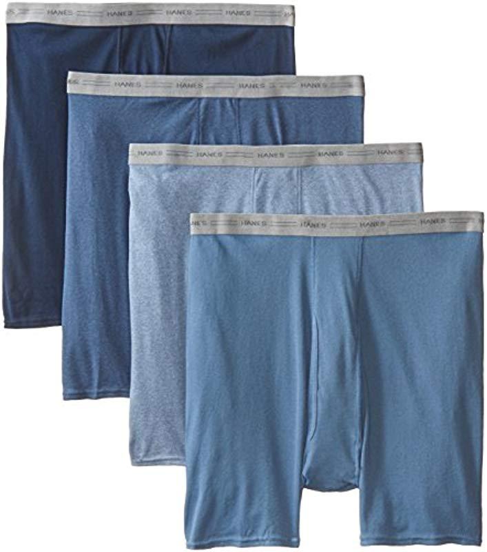 Hanes 4 Pack Big Exposed Waistband Boxer Briefs In Blue For Men Lyst 7957