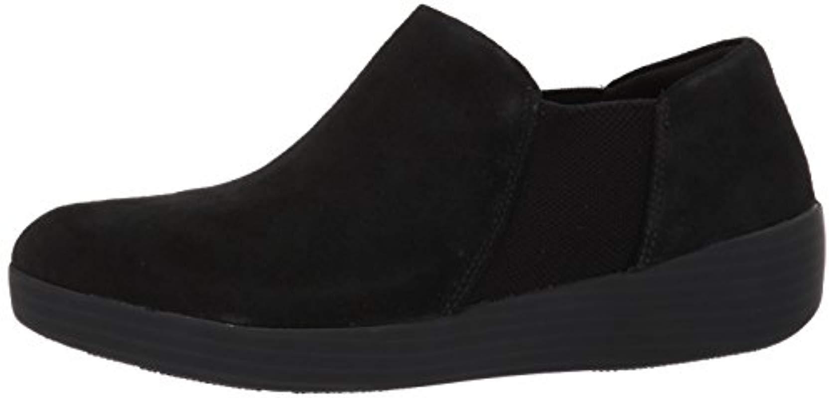 elastic panel slip on chunky heel ankle booties