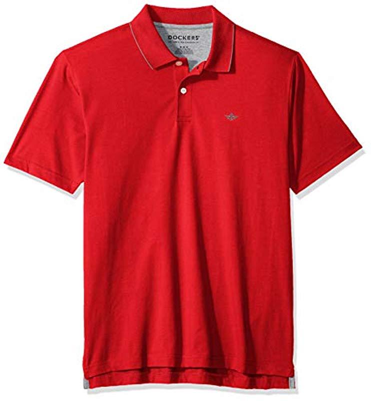 Lyst - Dockers Short Sleeve Performance Polo in Red for Men